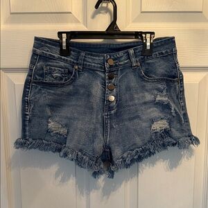 Stylish Blue Denim Women's Size L Shorts